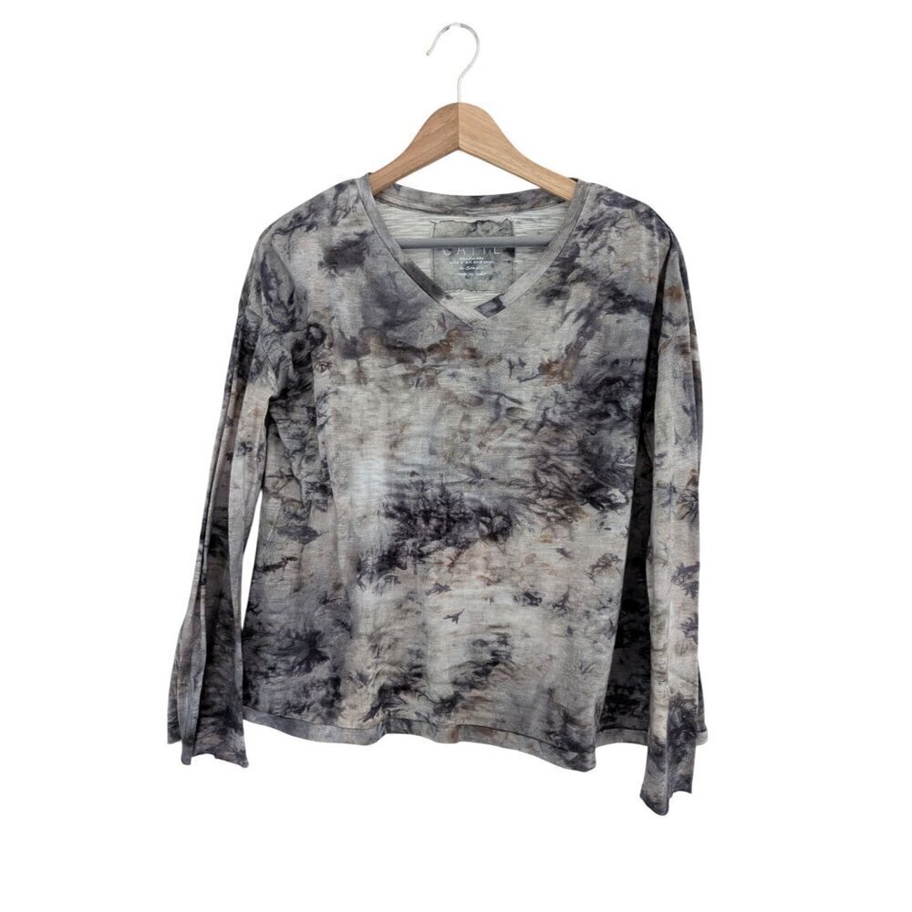 NWT Caite Charlie Top in Slate Tie-Dye Boho Lightweight Oversized Shirt Size XS